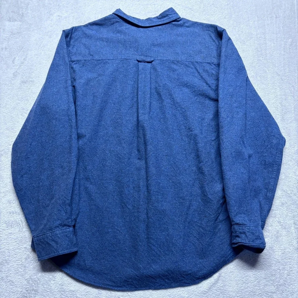 Woolrich Flannel Shirt Mens L Long Sleeve Blue 100% Cotton Chamois Button Up EUC